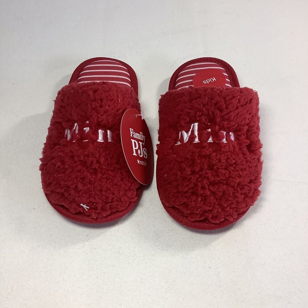 Family Pajamas Mini Kid's Matching Holiday‎ Slippers Red Size 4-5